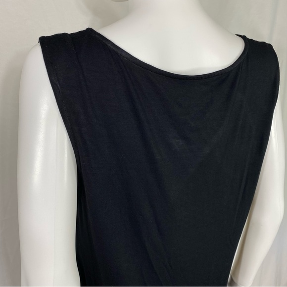 Soft Surroundings Sleeveless Gathered Front Black Drapey Tunic Tank - Picture 4 of 6